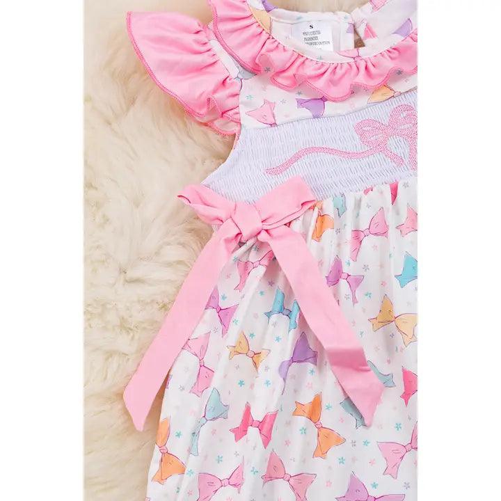 Multi-Printed Bow Smocked Dress dress