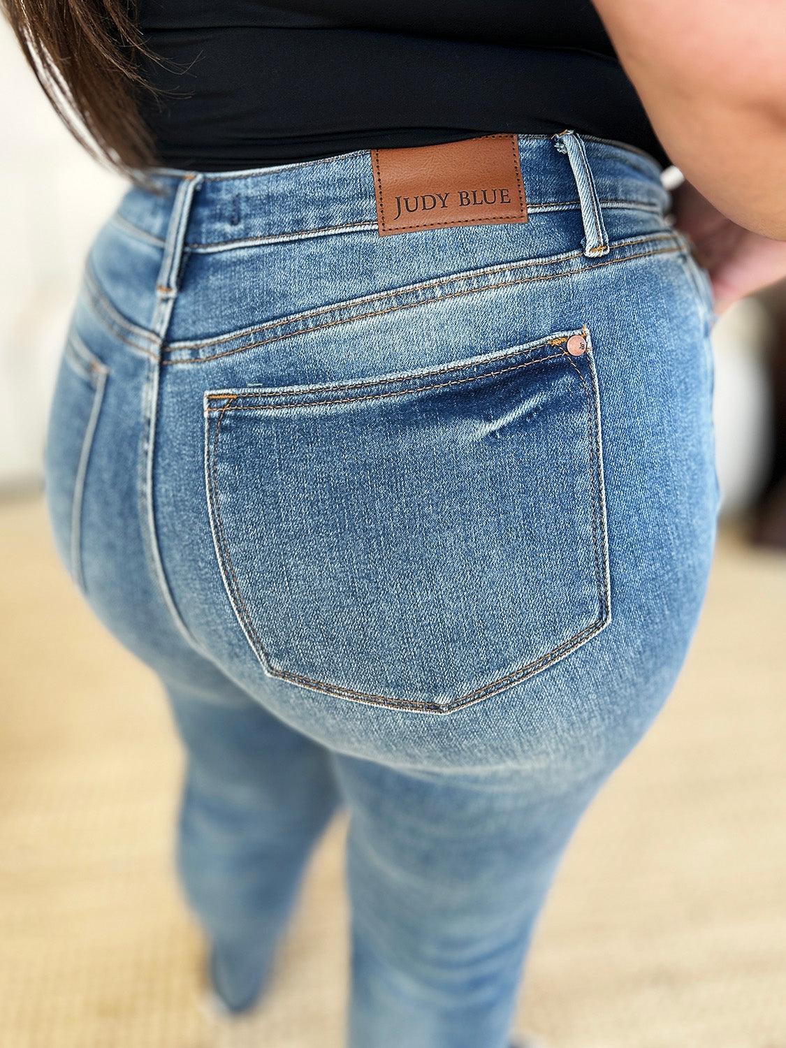 Judy Blue Full Size Mid Rise Rigid Magic Release Hem Jeans Judy Blue