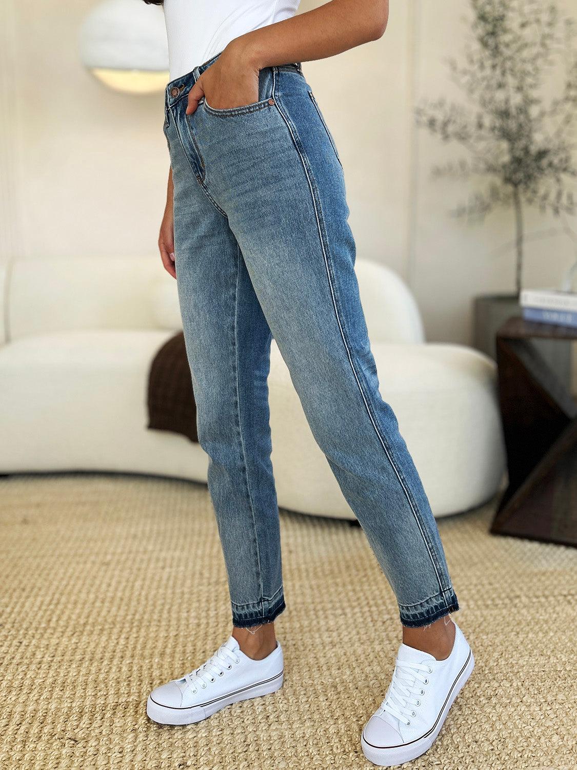 Judy Blue Full Size Mid Rise Rigid Magic Release Hem Jeans Judy Blue