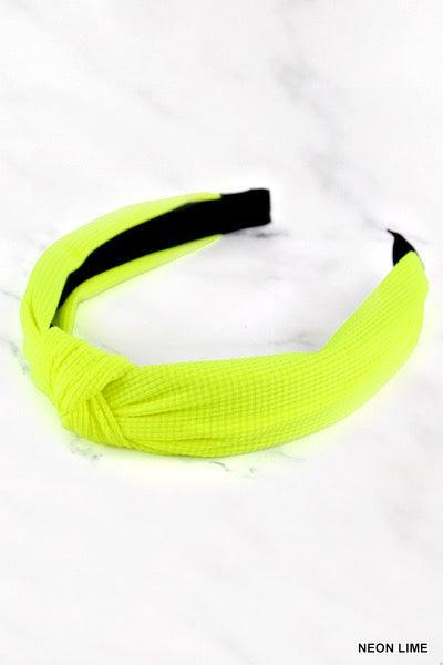 WAFFLE KNOTTED HEADBAND Neon Lime