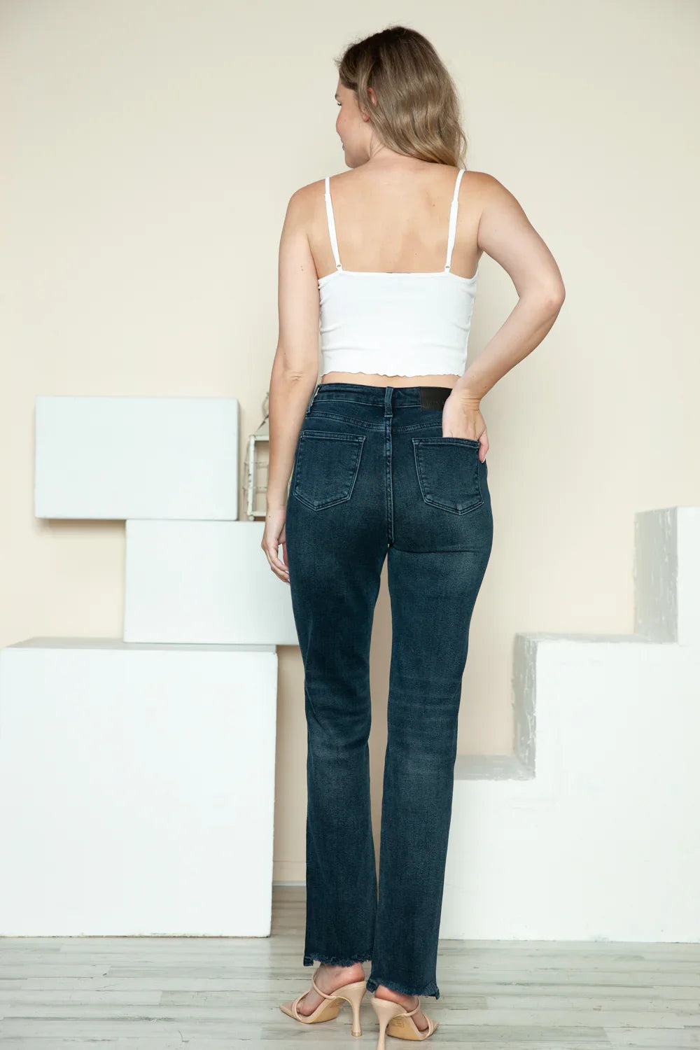Judy Blue Full Size Button Fly Hem Destroy Straight Jeans Judy Blue