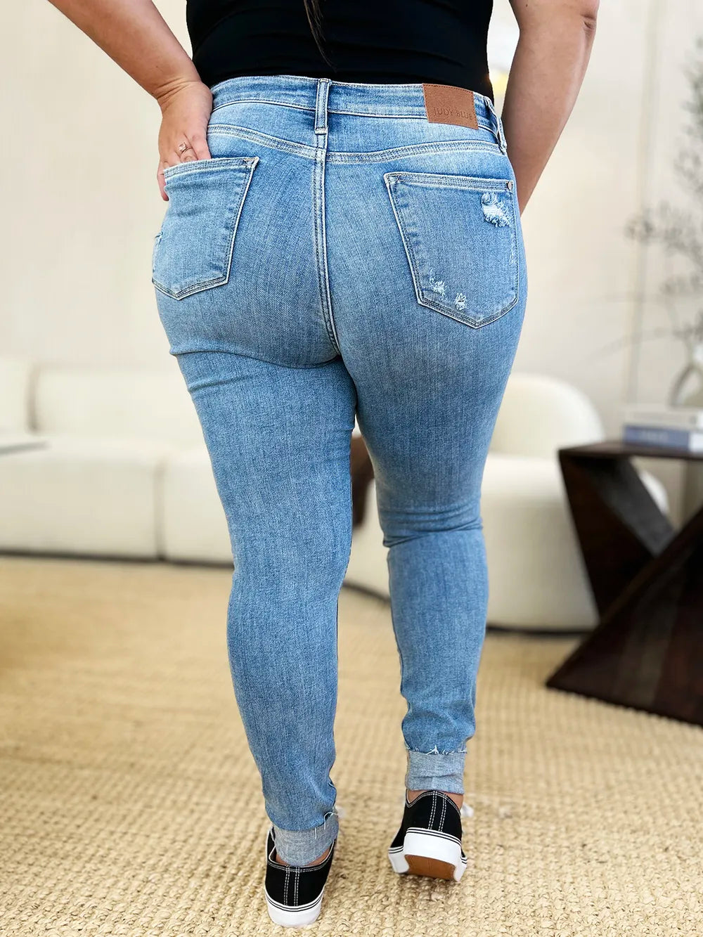Judy Blue Full Size Mid Rise Destroy & Cuff Skinny Jeans Judy Blue