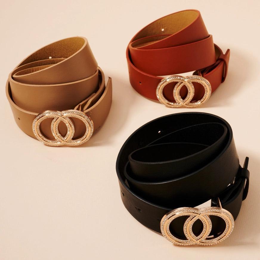 Faux Leather Double Cicrcle Belt belt
