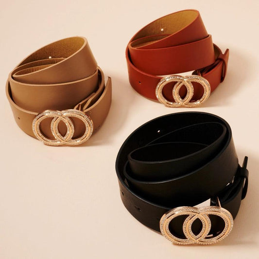 Faux Leather Double Cicrcle Belt belt