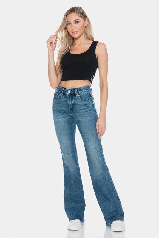 Judy Blue Full Size Tummy Control Cut Hem Flare Jeans Judy Blue Medium
