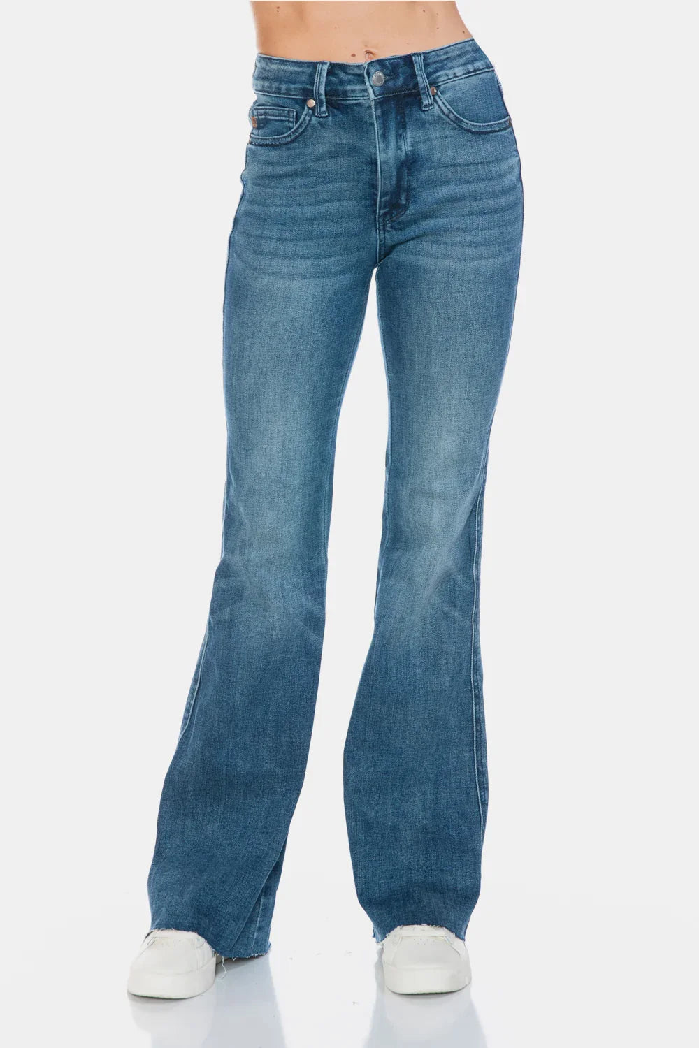 Judy Blue Full Size Tummy Control Cut Hem Flare Jeans Judy Blue