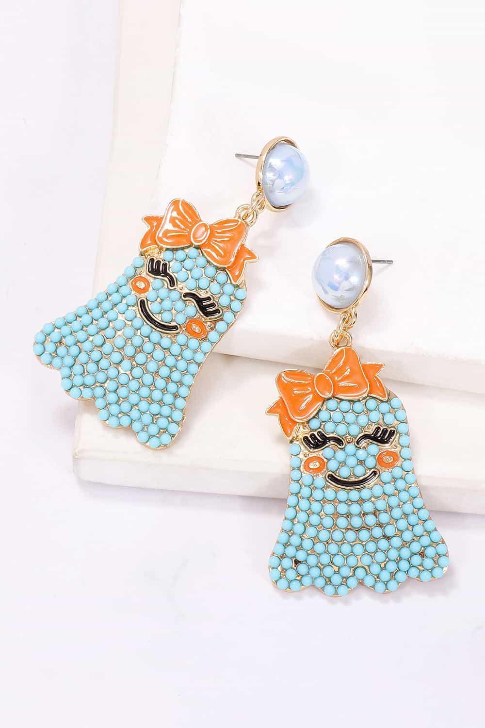 Smiling Ghost Shape Synthetic Pearl Earrings Earrings