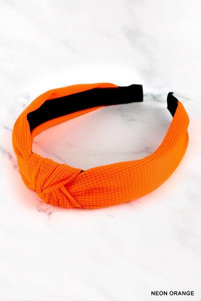 WAFFLE KNOTTED HEADBAND Neon Orange