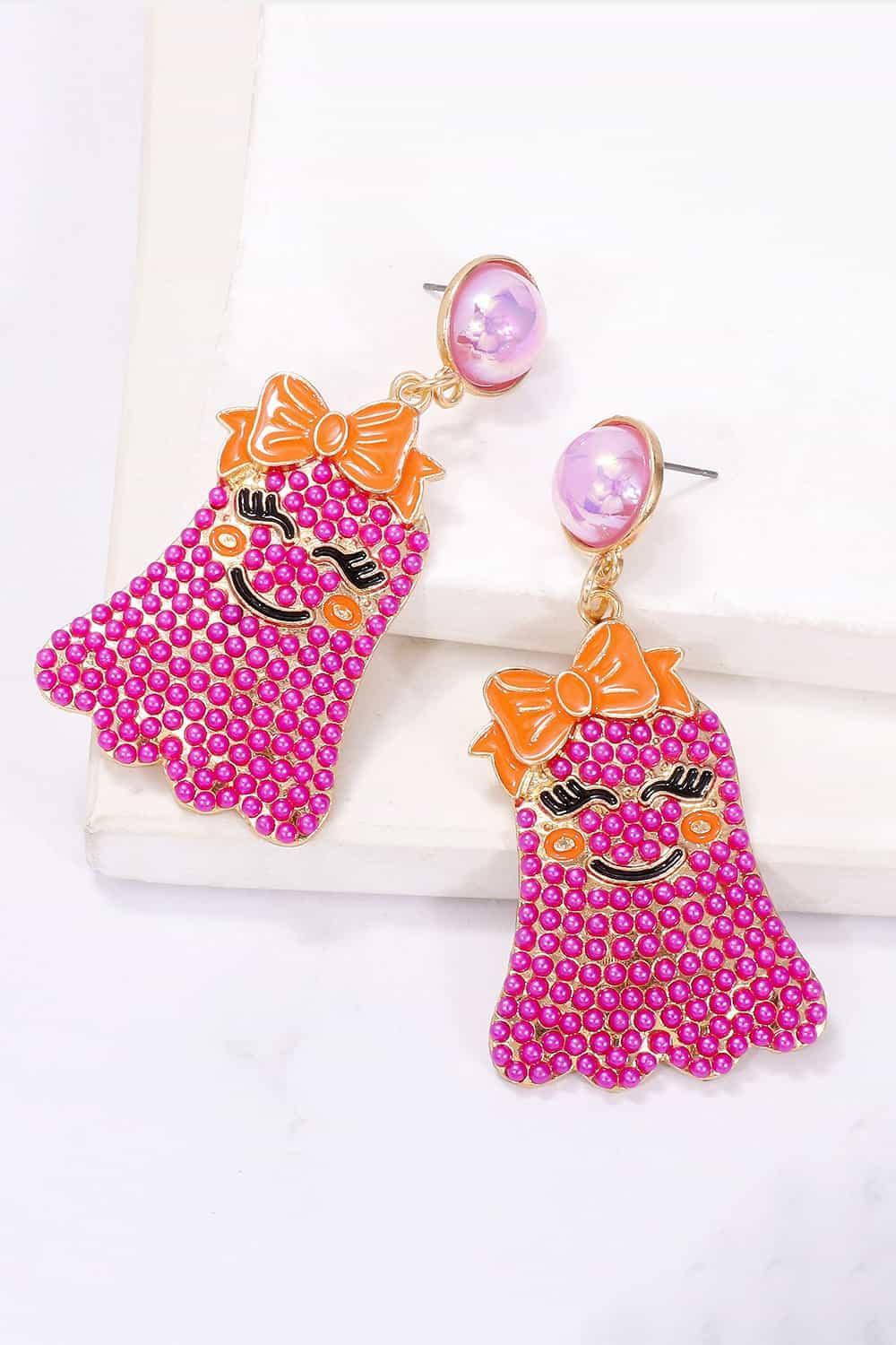 Smiling Ghost Shape Synthetic Pearl Earrings Earrings