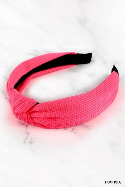 WAFFLE KNOTTED HEADBAND Fuchsia