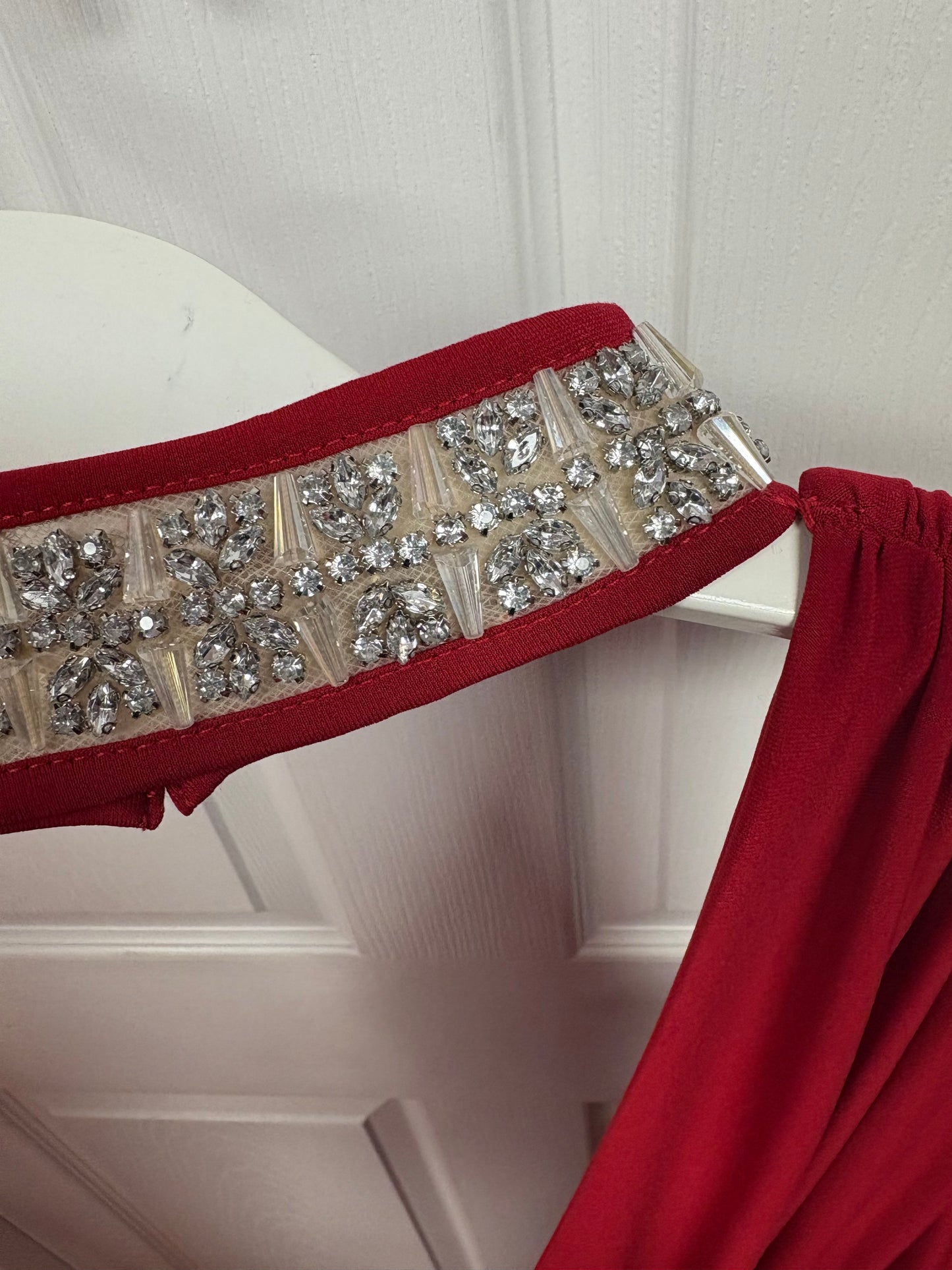 Forever Unique Embellished Red Jumpsuit