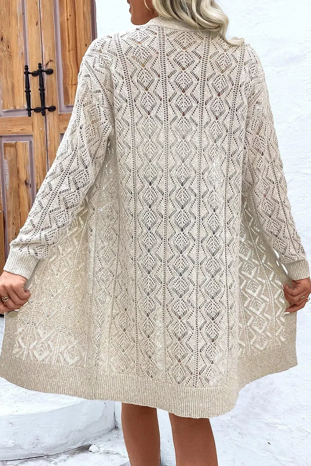 Openwork Button Down Long Sleeve Cardigan cardigan
