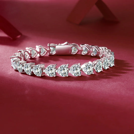 24 Carat Moissanite 925 Sterling Silver Heart Bracelet Bracelet Silver One Size