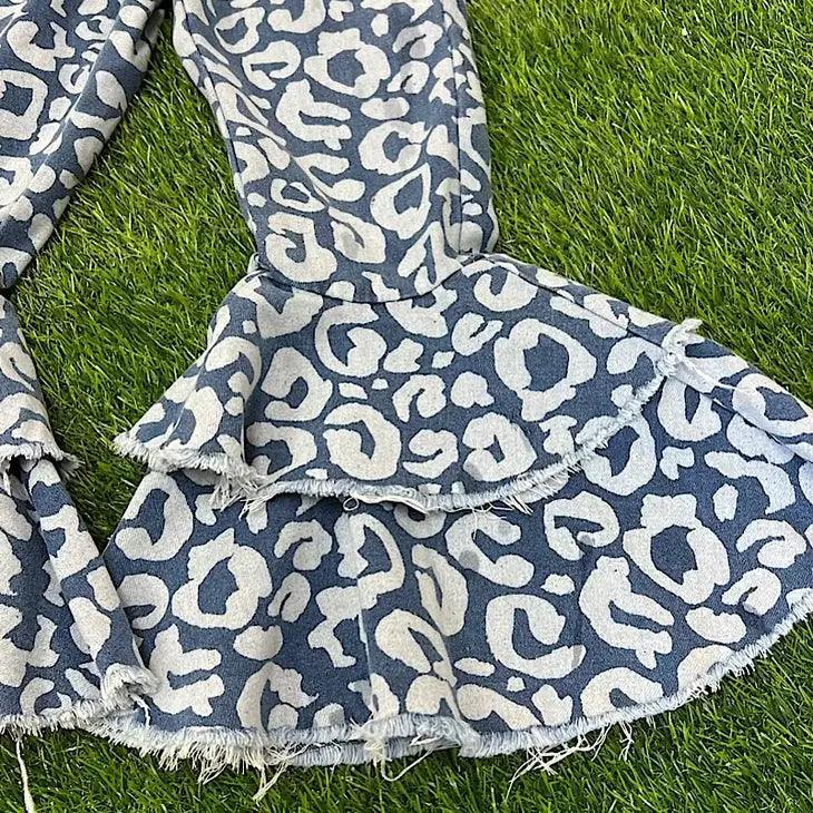 Leopard Printed double Layer Bell Pants pants