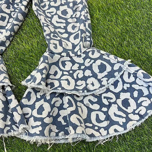 Leopard Printed double Layer Bell Pants pants