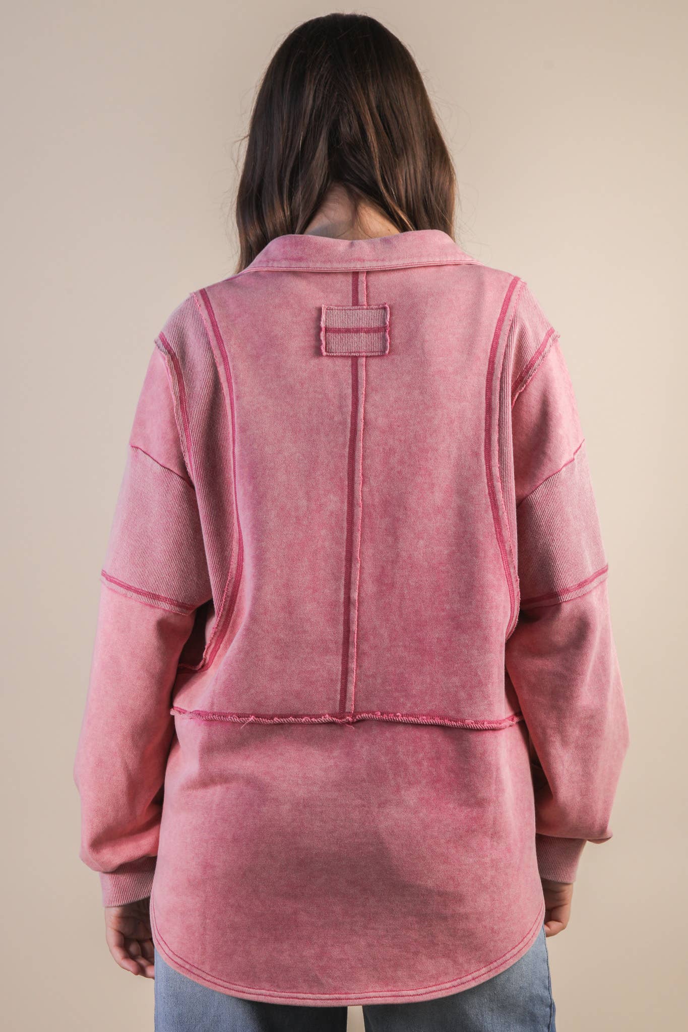 Mineral Washed Oversized French Terry Knit Top Tops