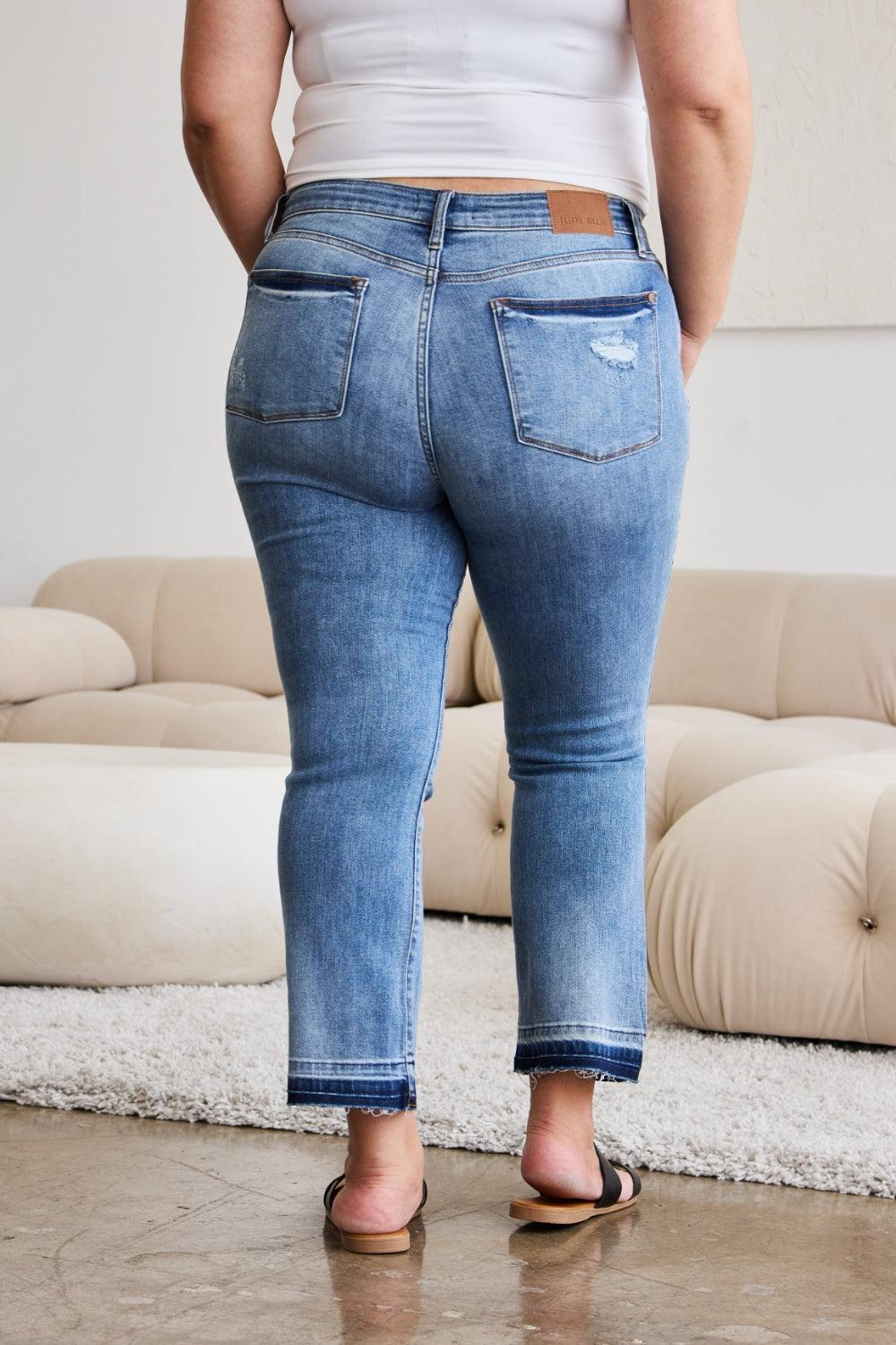Judy Blue Full Size Release Hem Cropped Bootcut Jeans Judy Blue