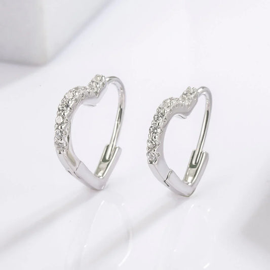 925 Sterling Silver Zircon Heart Shape Earrings – Elegant & Timeless Jewelry for Women Earrings Silver One Size