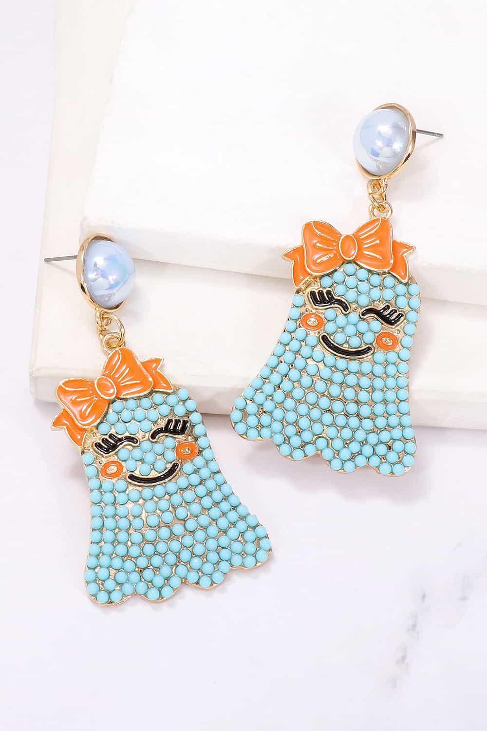 Smiling Ghost Shape Synthetic Pearl Earrings Earrings