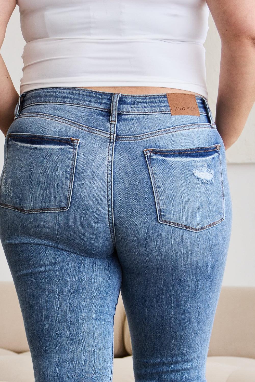Judy Blue Full Size Release Hem Cropped Bootcut Jeans Judy Blue