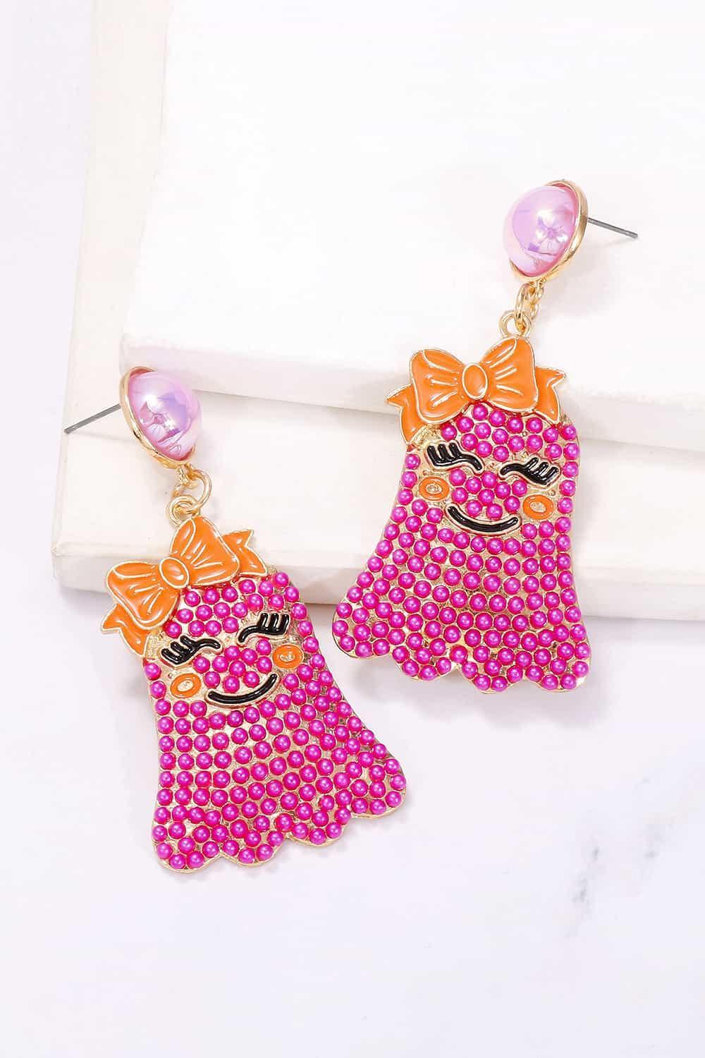 Smiling Ghost Shape Synthetic Pearl Earrings Earrings