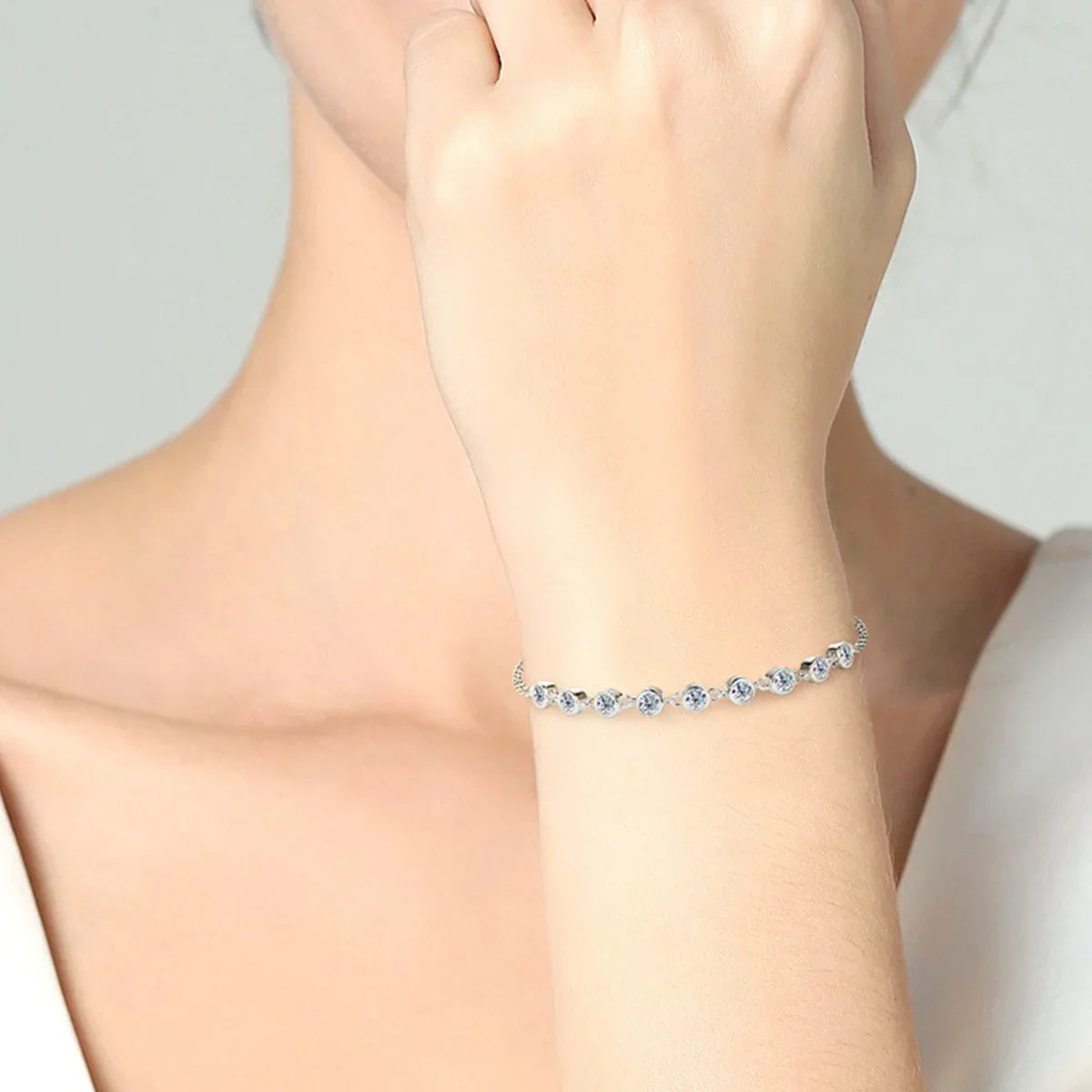 Inlaid Moissanite 925 Sterling Silver Bracelet Bracelet Silver One Size