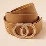 Faux Leather Double Cicrcle Belt belt Beige