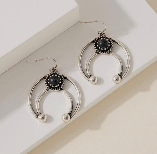 Western Crescent Dangling Earrings Earrings Black (SBBK)