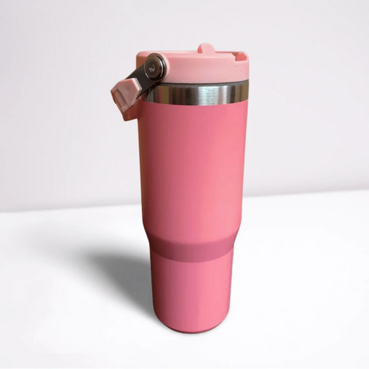 30OZ STAINLESS STEEL FLIP STRAW TUMBLER - PINK tumbler