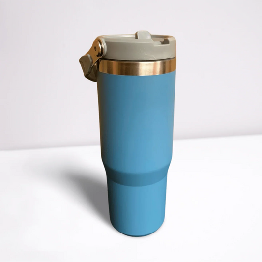 30OZ STAINLESS STEEL FLIP STRAW TUMBLER - BLUE GREY tumbler