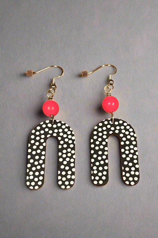 Black & White Polka Dot Arch Earrings