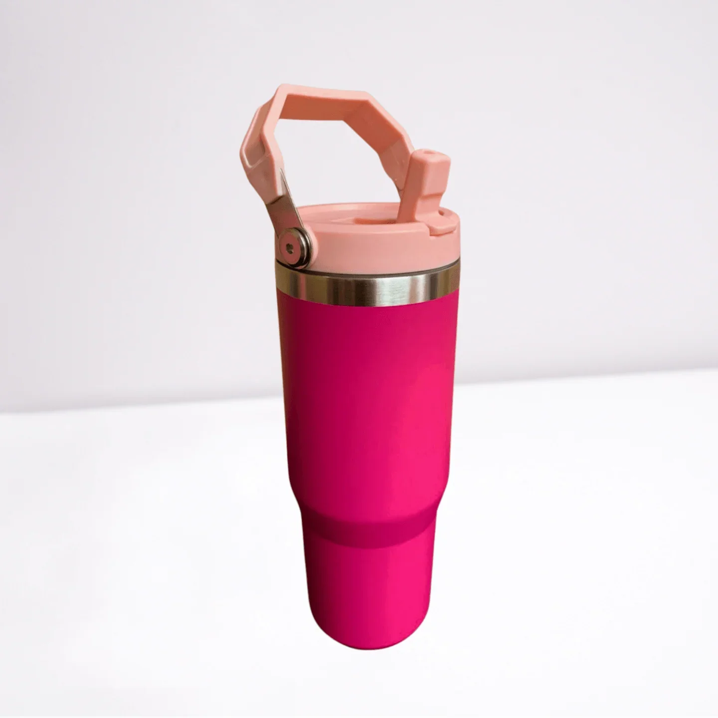 30OZ STAINLESS STEEL FLIP STRAW TUMBLER - HOT PINK tumbler
