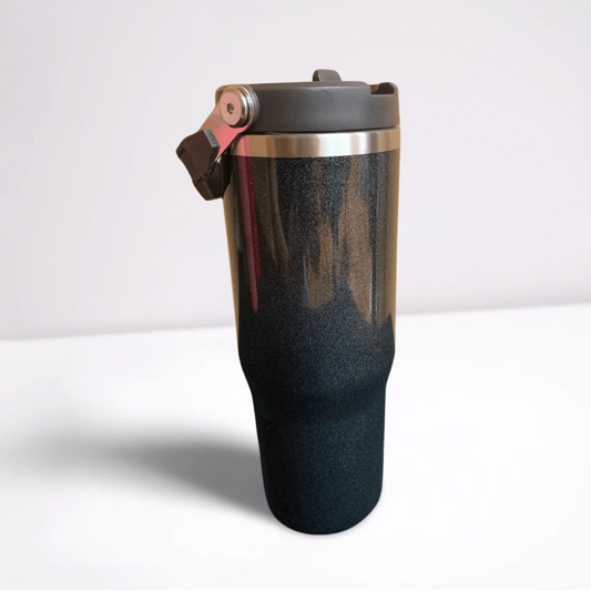 30 OZ STAINLESS STEEL FLIP STRAW TUMBLER - BLACK PEARL tumbler