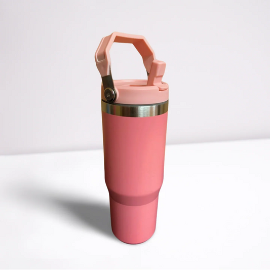 30OZ STAINLESS STEEL FLIP STRAW TUMBLER - PINK tumbler