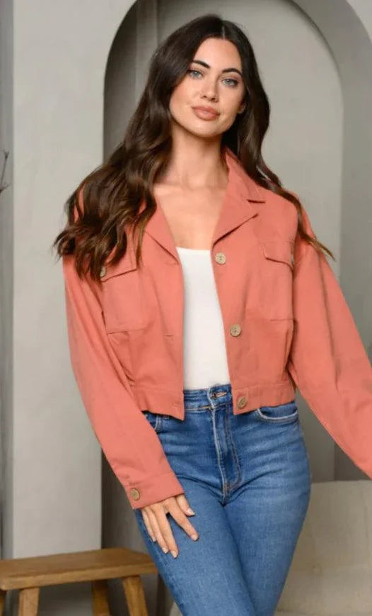 LONG SLEEVE BUTTON UP DENIM JACKET Jacket