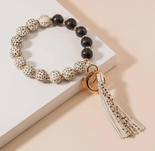 Animal Print Tassel Keychain Keychain Black