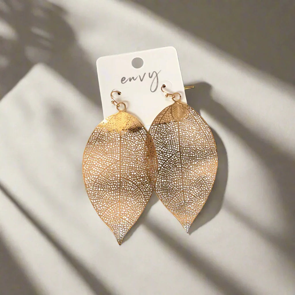 Gold Feather Earrings Earrings