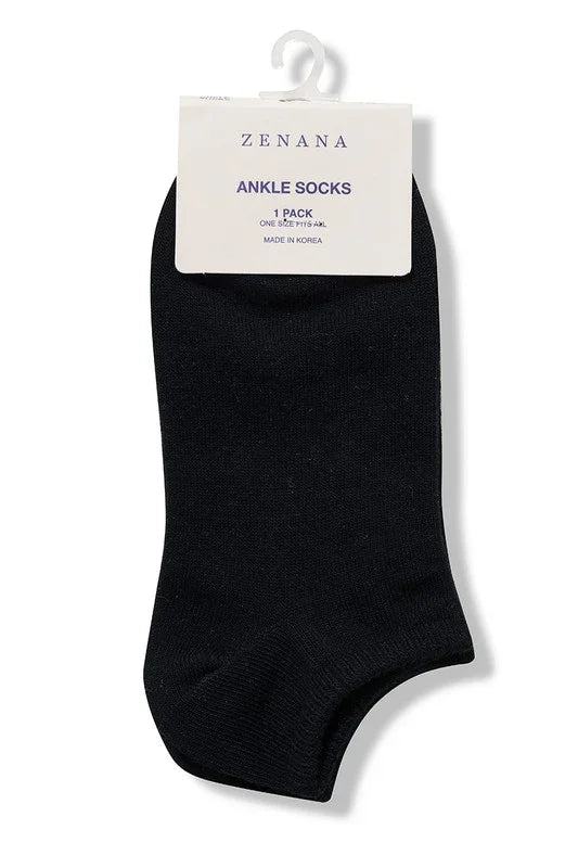 Zenana Casual Plain Cotton Ankle Socks socks Black