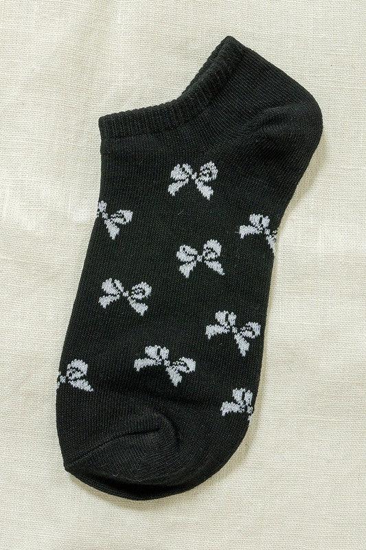 Zenana Bow Printed Cotton Ankle Socks socks