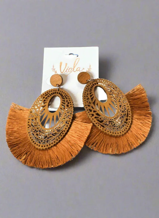Wooden Light Brown Earrings Earrings