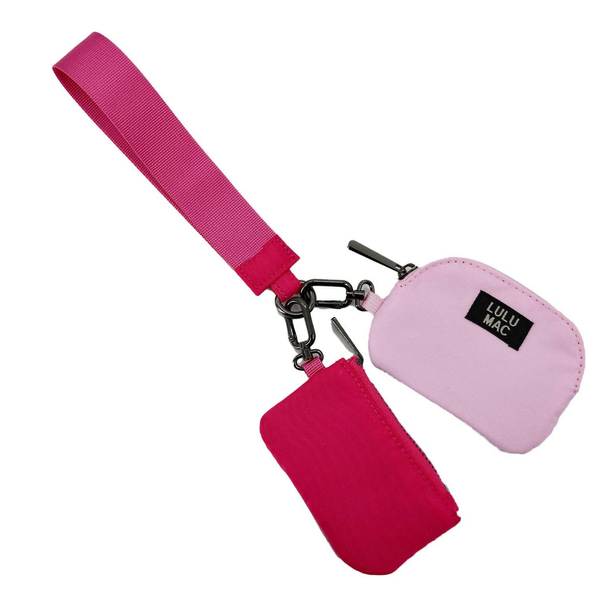 DP-8162 Hot Pink/Light Pink Lulu Mac Double Pouch Wristlets Wristlet