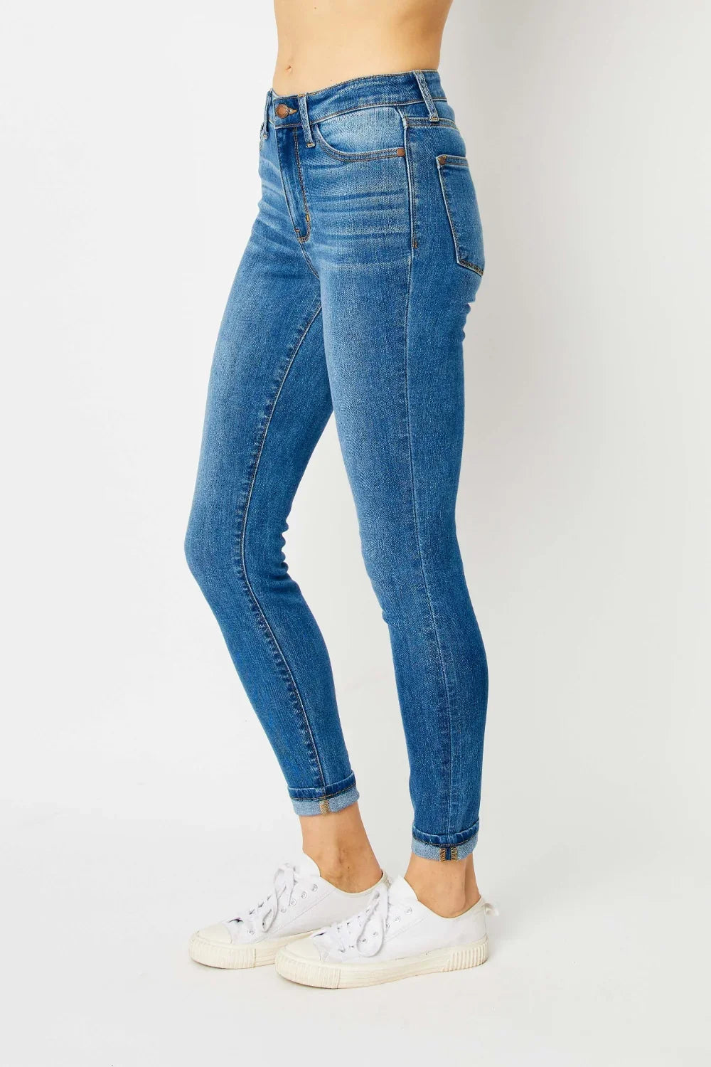 Judy Blue Full Size Cuffed Hem Skinny Jeans Judy Blue