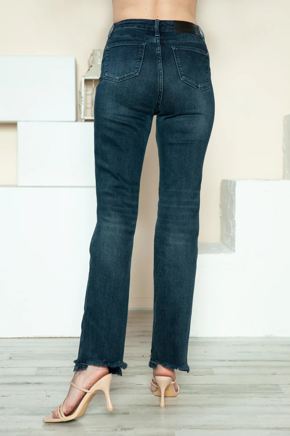 Judy Blue Full Size Button Fly Hem Destroy Straight Jeans Judy Blue