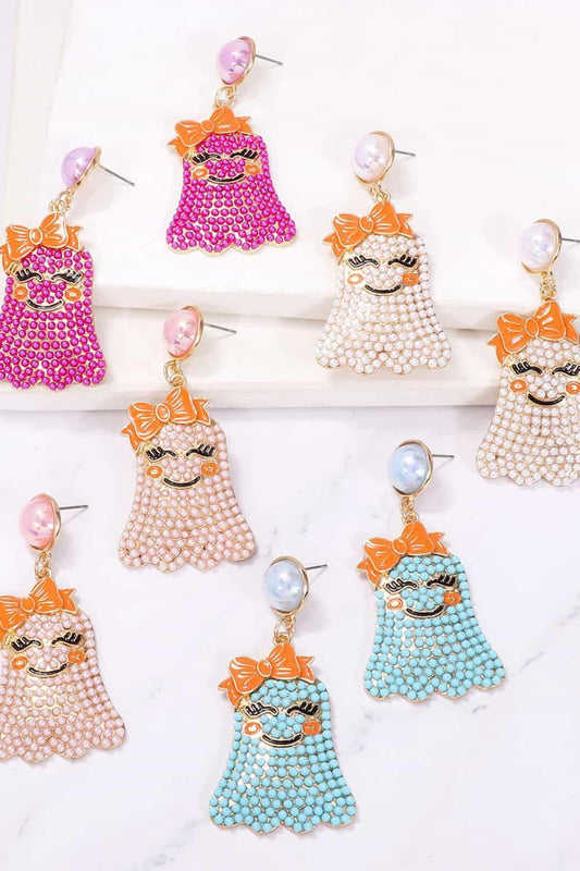 Smiling Ghost Shape Synthetic Pearl Earrings Earrings