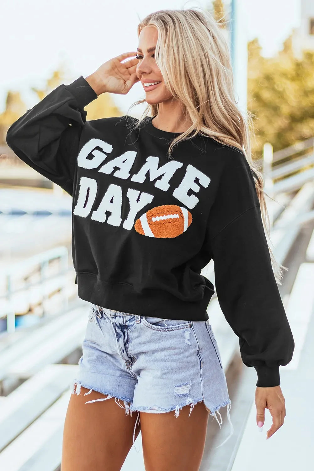 GAME DAY Round Neck Long Sleeve Sweatshirt Sweatshirt