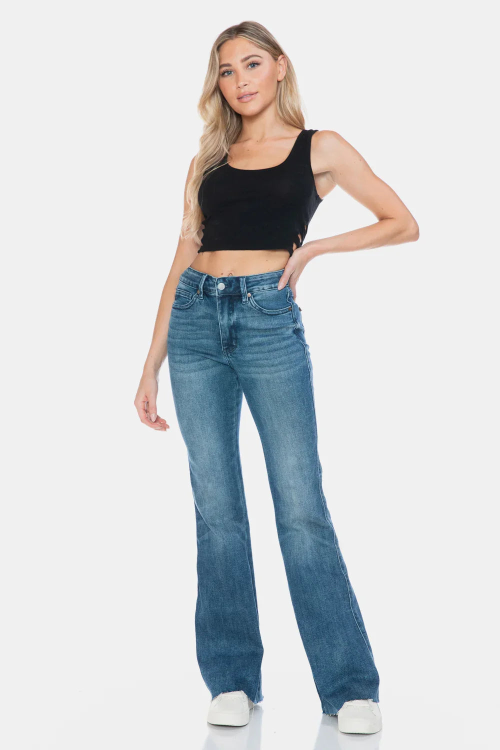 Judy Blue Full Size Tummy Control Cut Hem Flare Jeans Judy Blue
