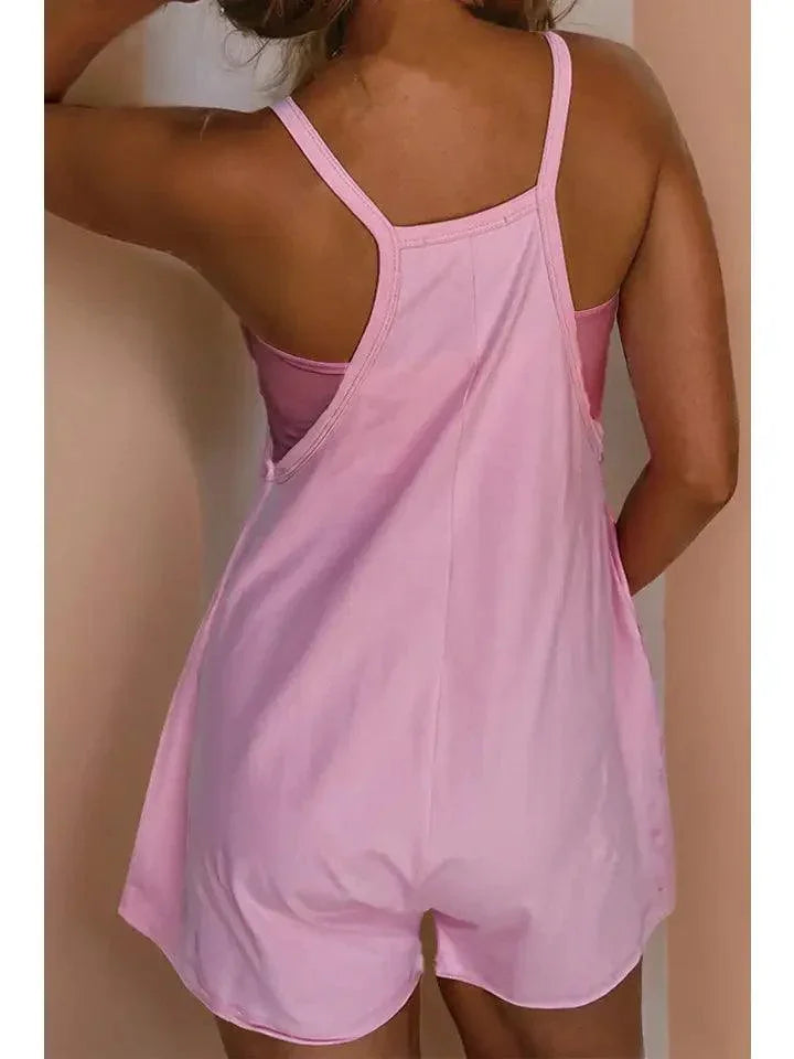 Spaghetti Straps V Neck Jersey Romper rompers