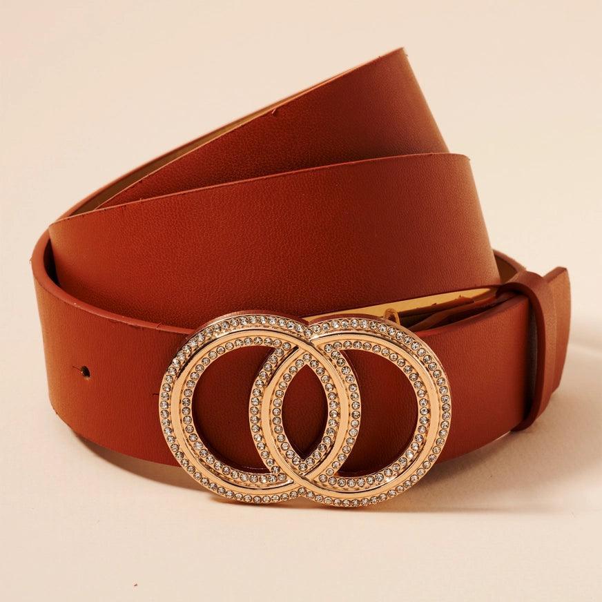 Faux Leather Double Cicrcle Belt belt Camel