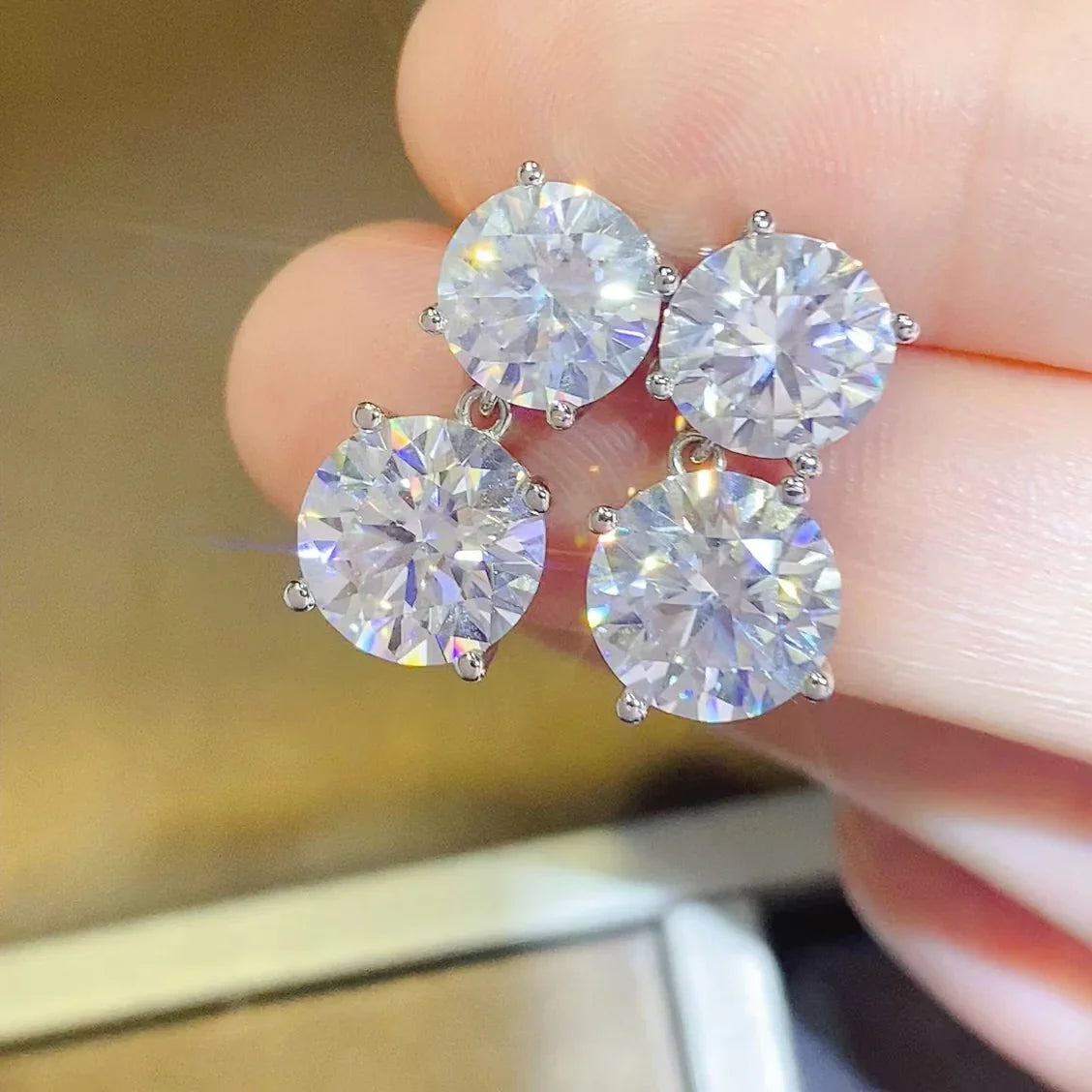10 Carat Moissanite 925 Sterling Silver Earrings Earrings