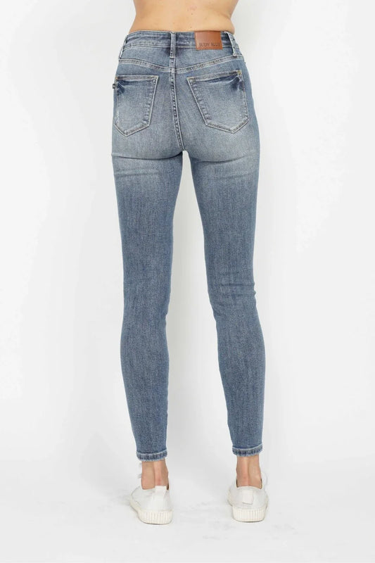 Judy Blue Full Size Tummy Control Contrast Wash Skinny Jeans Judy Blue